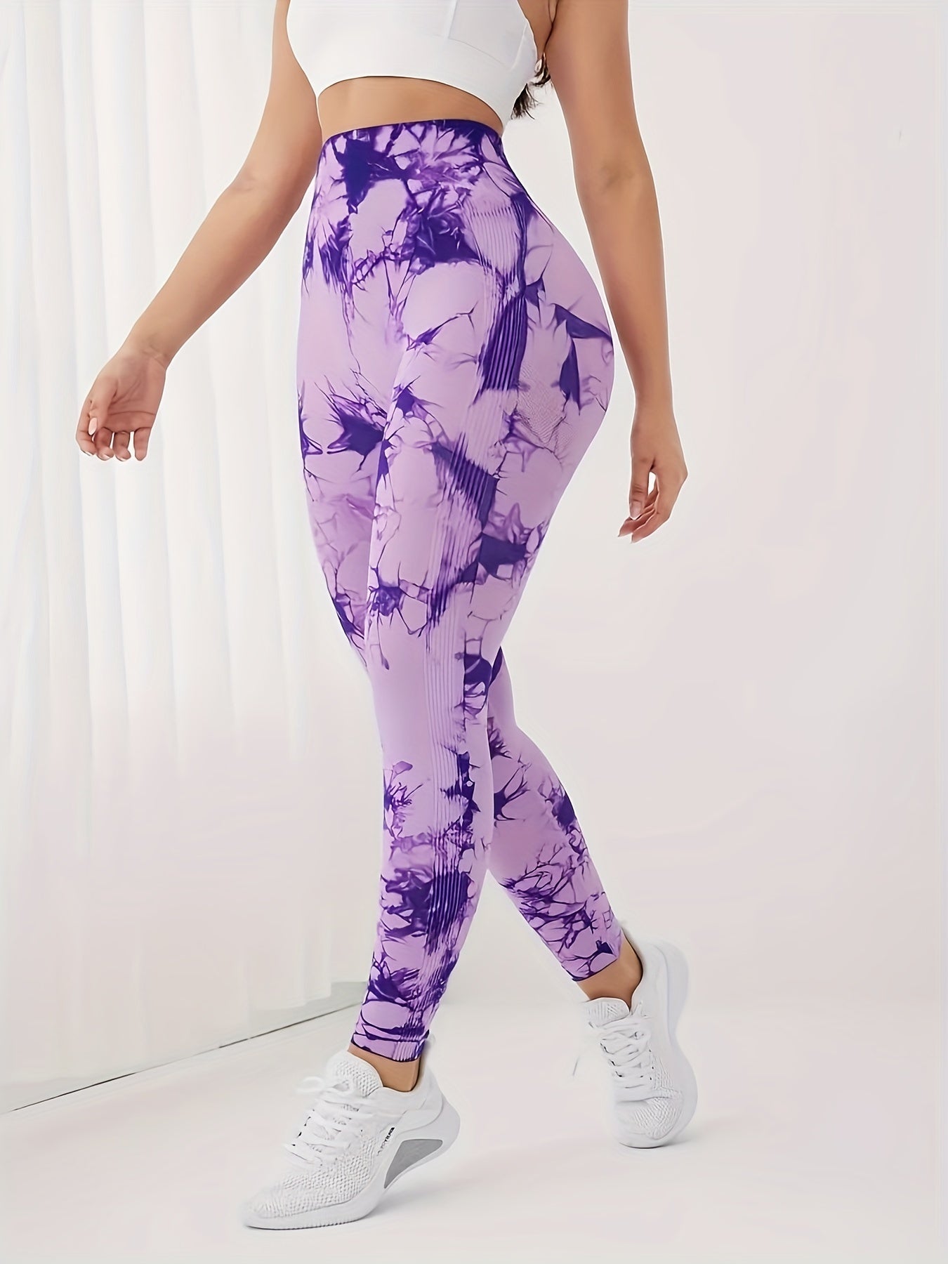 Dámské barevné tie-dye legíny s vysokým pasem – Stretch &amp; Shaping