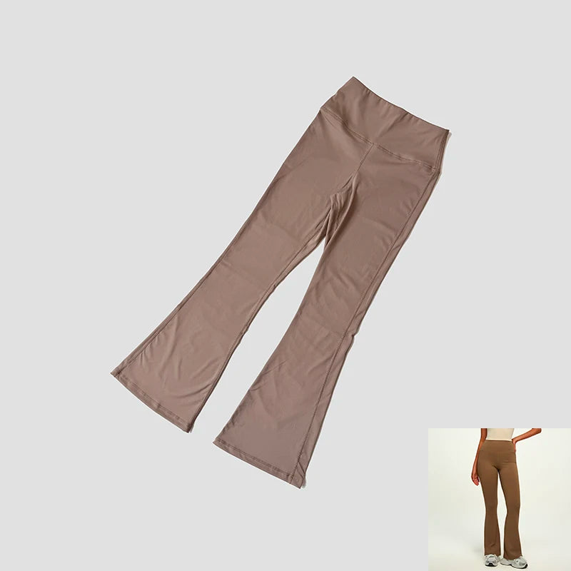 Dámské široké sportovní kalhoty s vysokým pasem – Nude Feel, Push-Up efekt