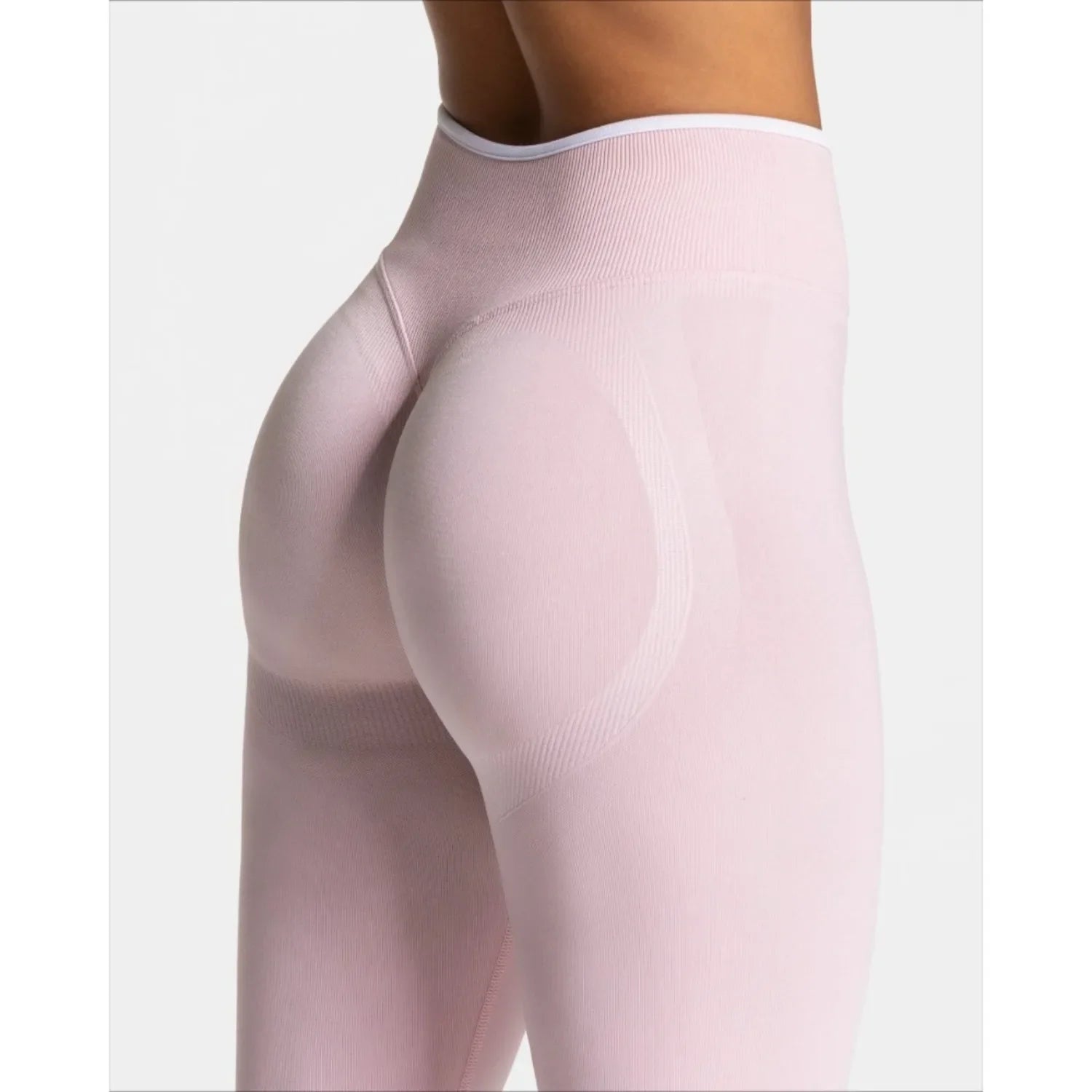 Dámské sportovní legíny s kontrastním pasem – High Waist Hip Lift