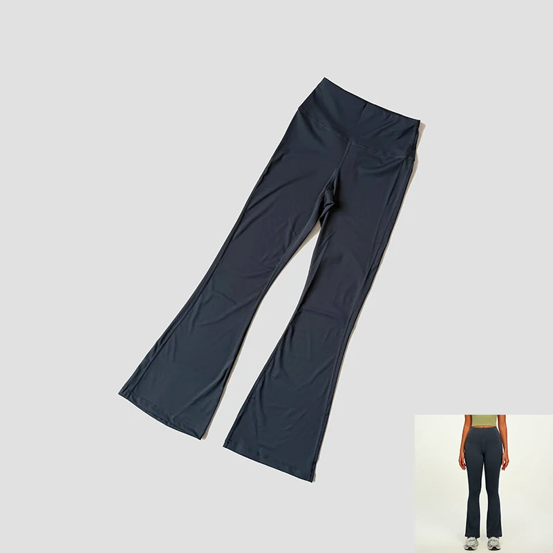 Dámské široké sportovní kalhoty s vysokým pasem – Nude Feel, Push-Up efekt