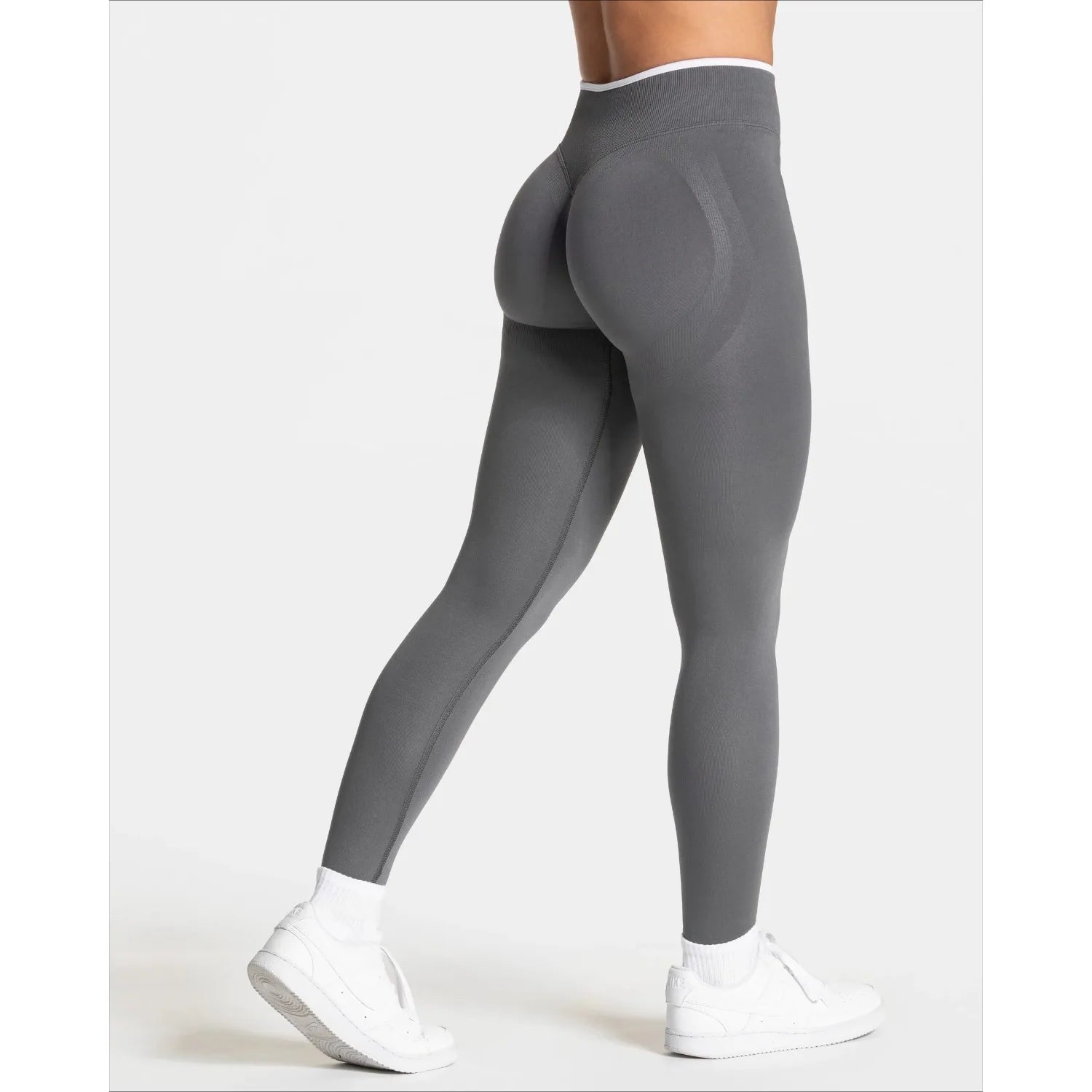 Dámské sportovní legíny s kontrastním pasem – High Waist Hip Lift