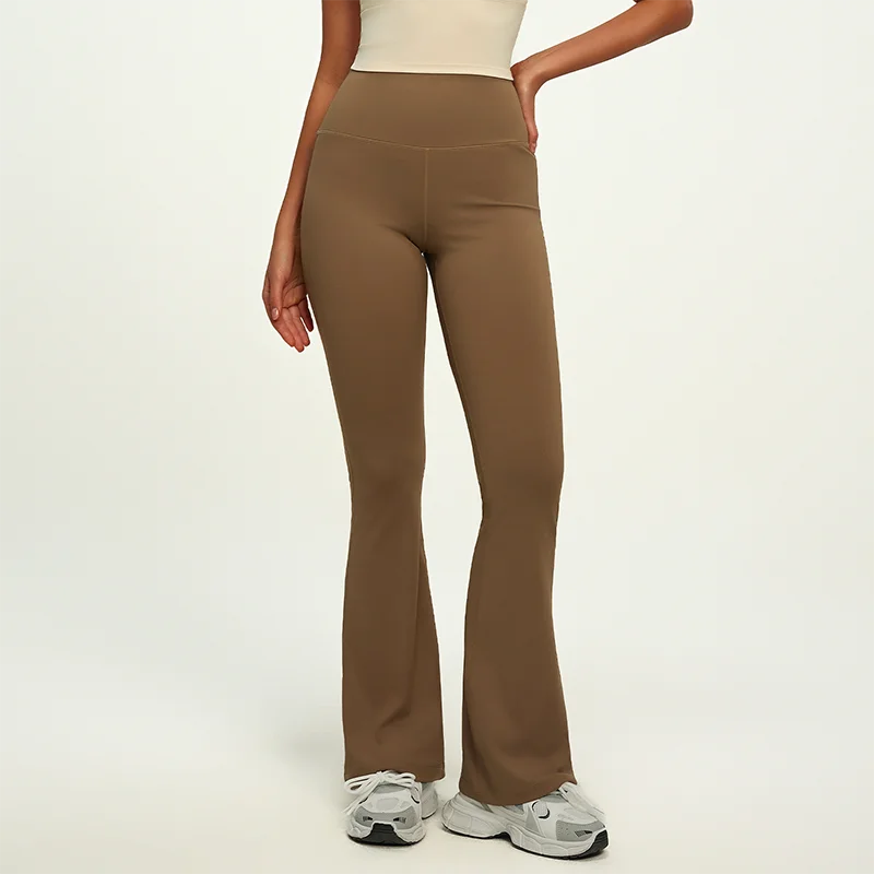 Dámské široké sportovní kalhoty s vysokým pasem – Nude Feel, Push-Up efekt