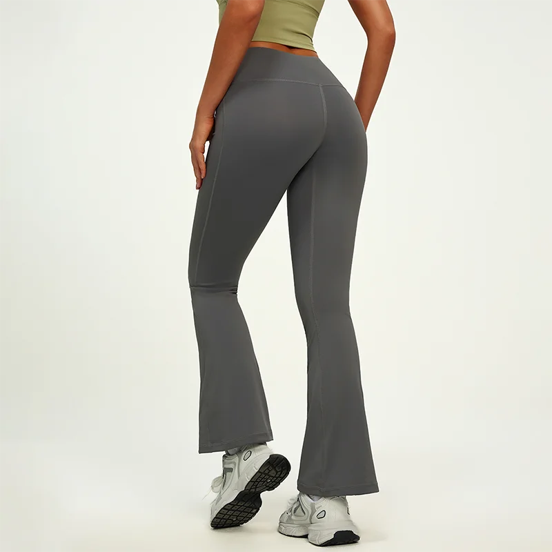 Dámské široké sportovní kalhoty s vysokým pasem – Nude Feel, Push-Up efekt