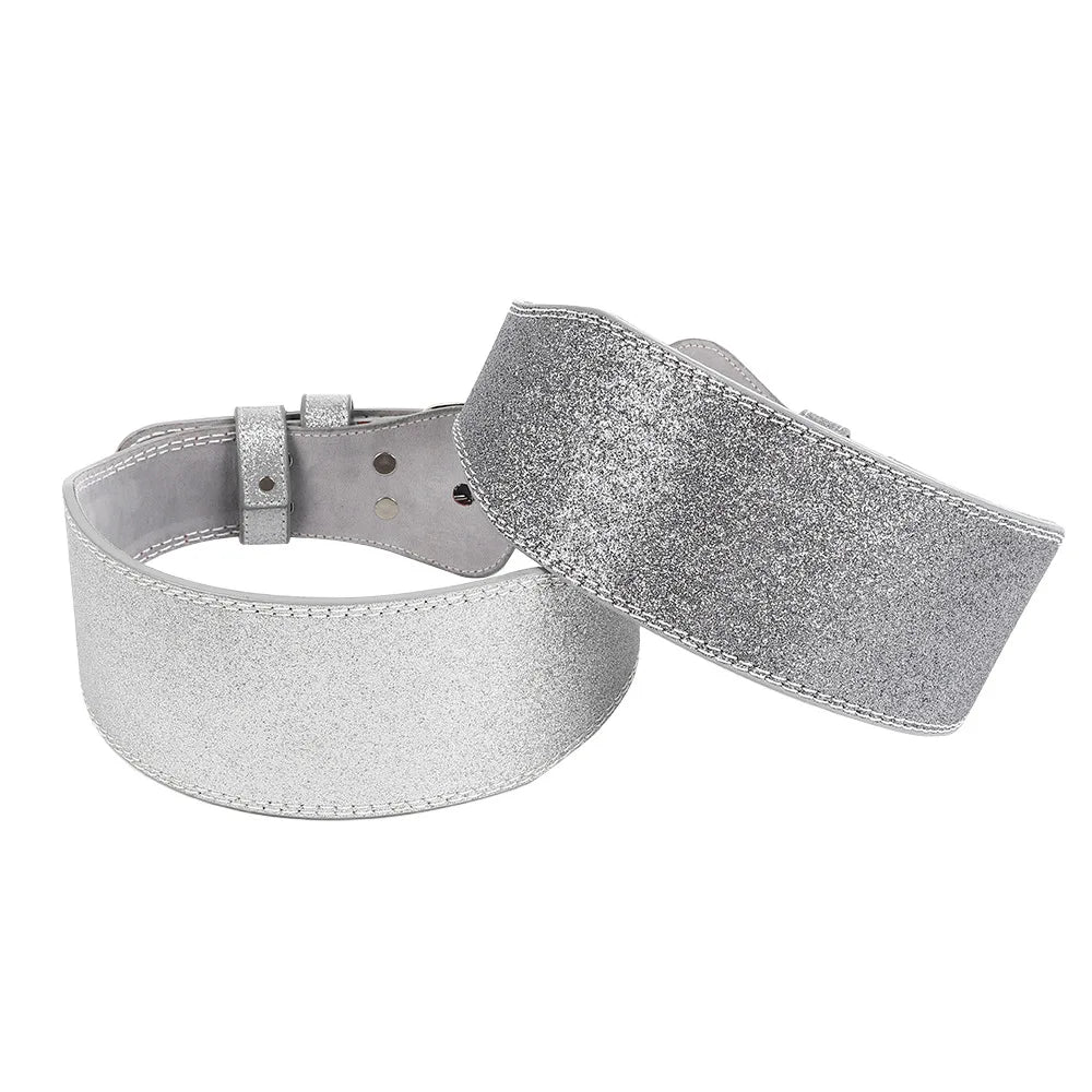 Třpytivý kožený opasek na posilování