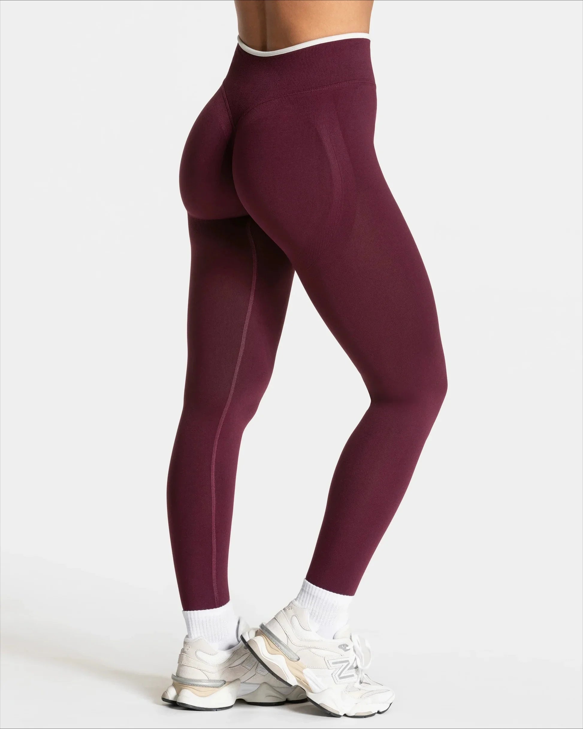 Dámské sportovní legíny s kontrastním pasem – High Waist Hip Lift