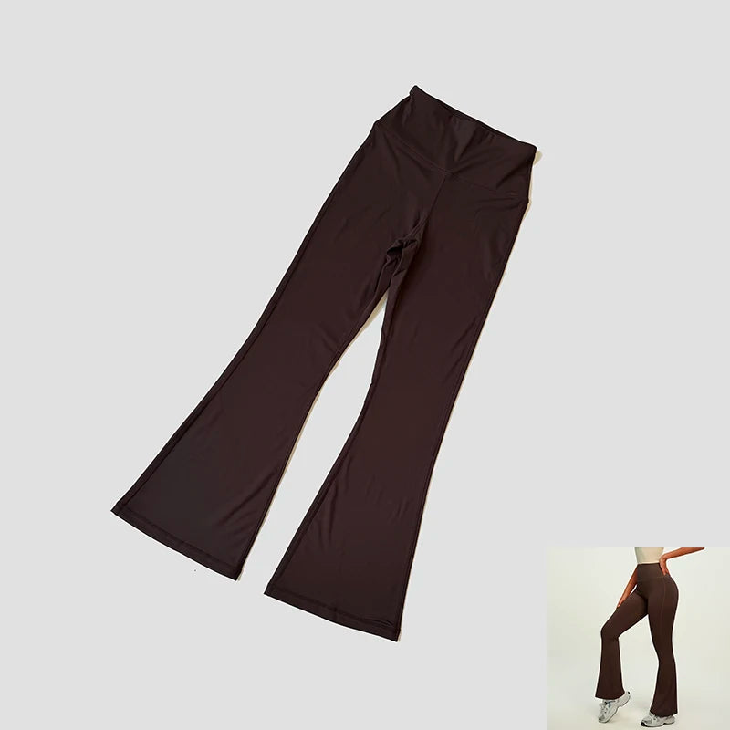 Dámské široké sportovní kalhoty s vysokým pasem – Nude Feel, Push-Up efekt