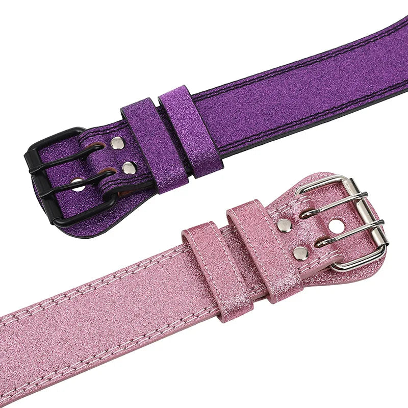 Třpytivý kožený opasek na posilování